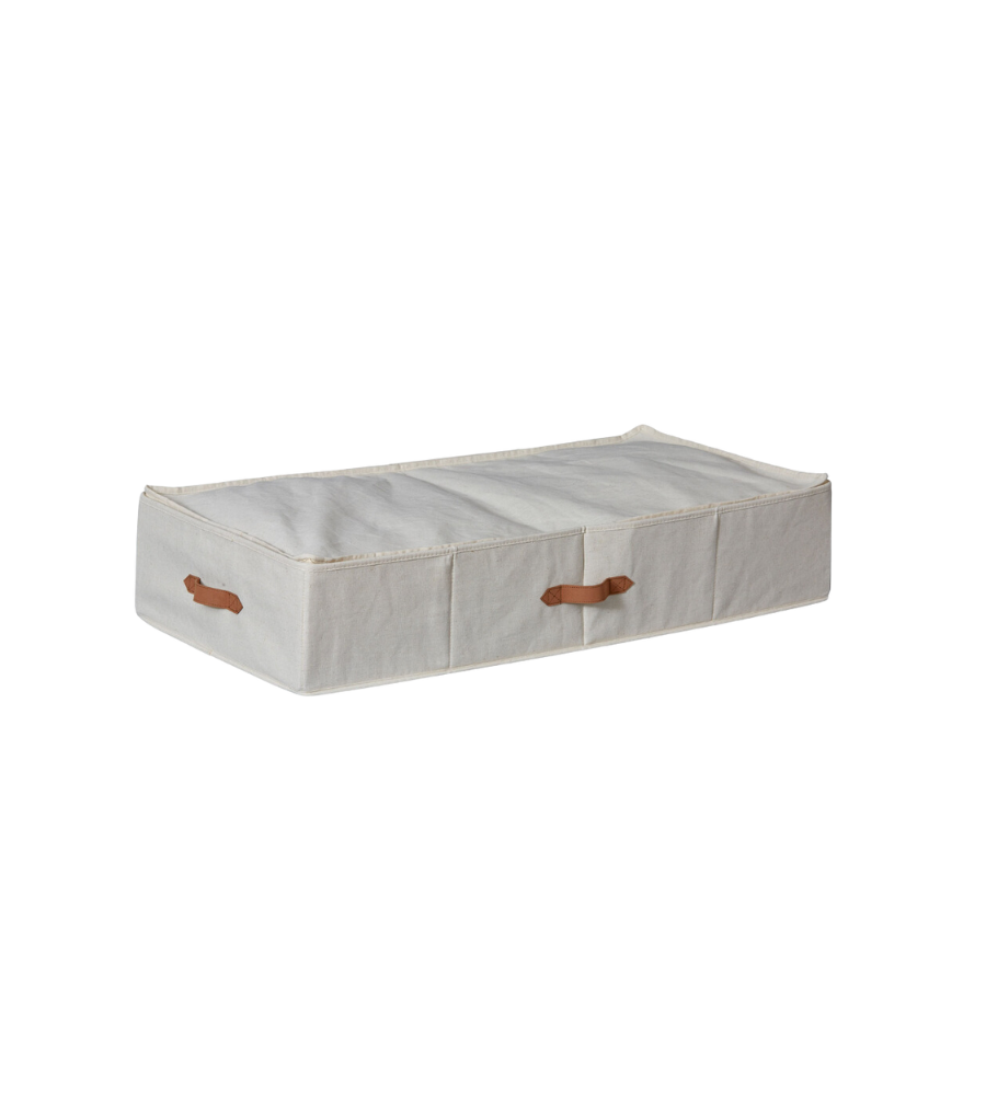 De PREMIUM opbergbox Beige van Love it Store it is een rechthoekige stoffen opbergbox met een deksel met ritssluiting en bruine handvatten, geschikt voor IKEA PAX.
