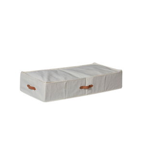 De PREMIUM opbergbox Beige van Love it Store it is een rechthoekige stoffen opbergbox met een deksel met ritssluiting en bruine handvatten, geschikt voor IKEA PAX.
