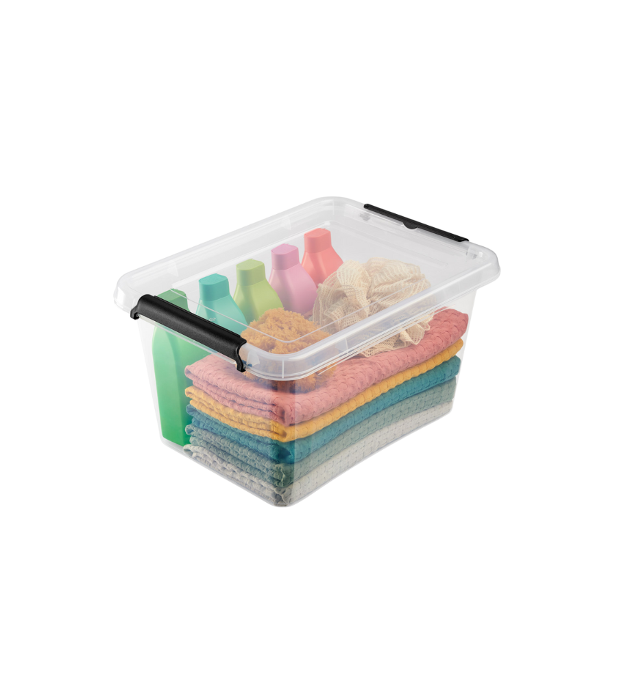 De Orplast SimpleStore Box (39x29x16,5 cm, 12,5 l) is ideaal om handdoeken, schoonmaakmiddelen en sponsen in op te bergen: BPA-vrij, stapelbaar en netjes – met zwarte handvatten om hem makkelijk te dragen.