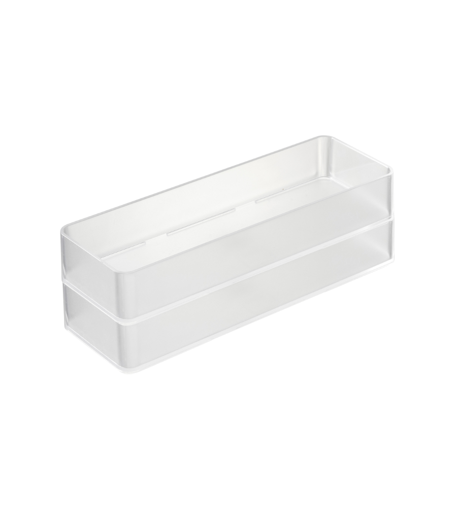 De YAMAZAKI TOWER lade-organizer wit L, set van 2 stuks, bestaat uit doorzichtige, rechthoekige acrylbakjes met gladde randen en een open bovenkant, die ideaal zijn als stapelbare lade-organizers.