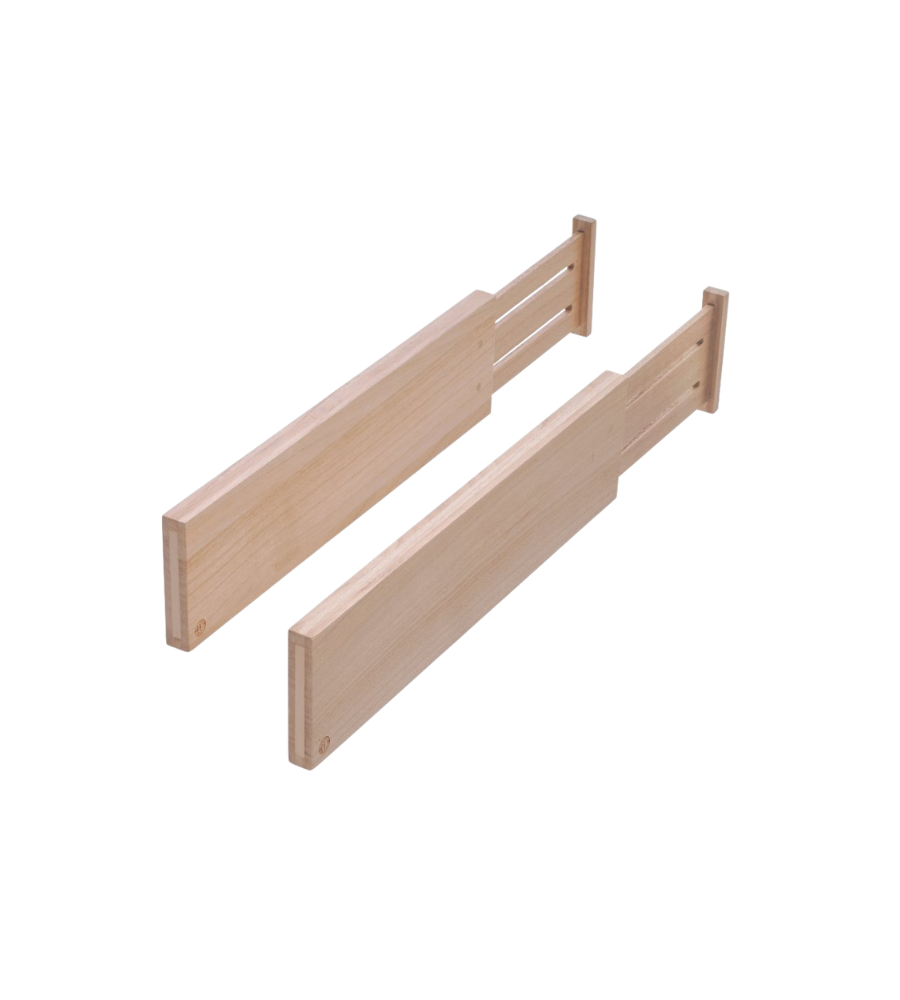 Twee houten geleiderails parallel op een witte achtergrond, zonder verdere elementen.
