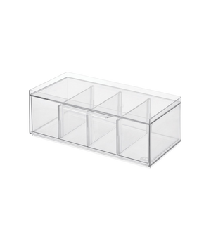 De iDesign CRISP - opbergdoos Tee KLAR met vier uitneembare vakken wordt gepresenteerd tegen een eenvoudige witte achtergrond.