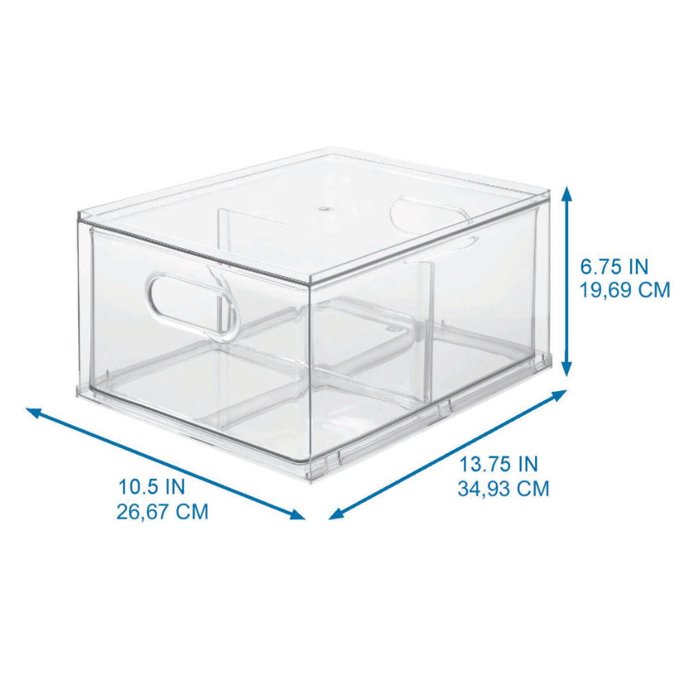 De iDesign HOME EDIT - opbergbox met lade, transparant (35x26,7x19,7 cm) is een doorzichtige, rechthoekige organizer met handgrepen aan de zijkanten – perfect voor elke kamer.