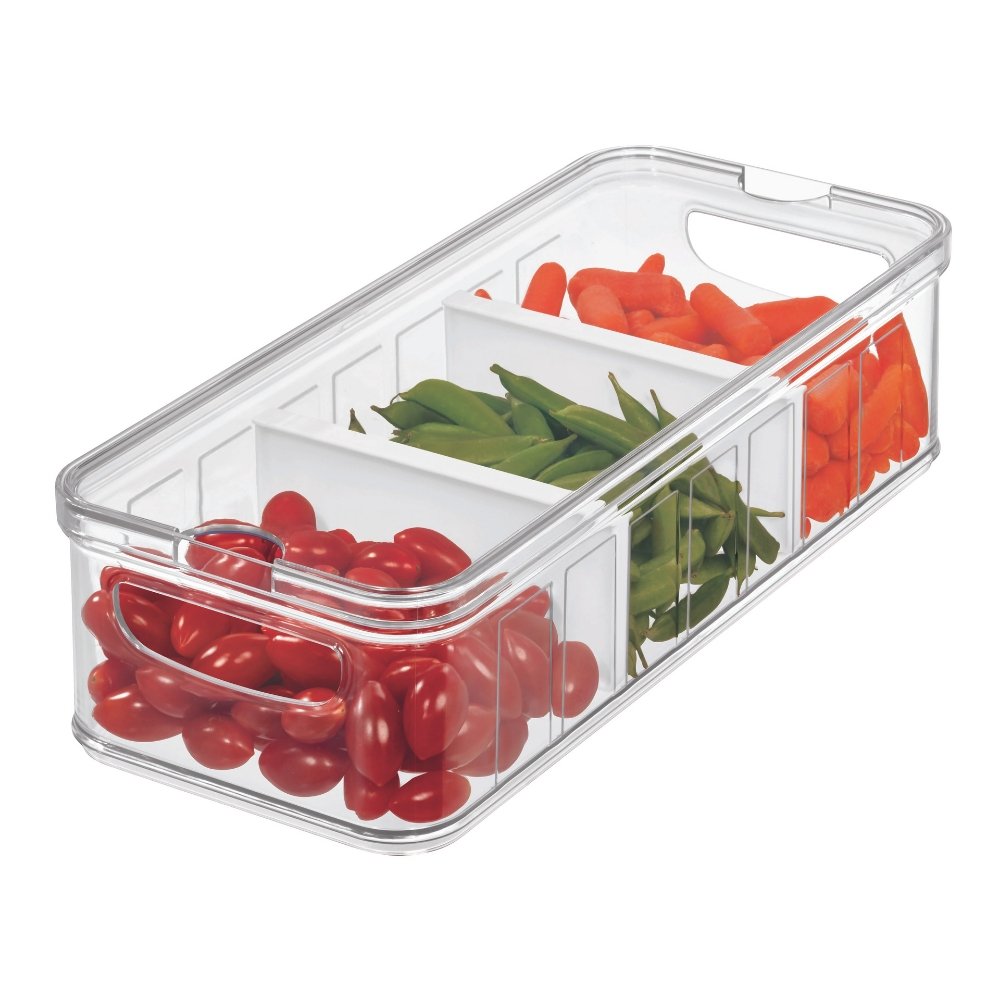 Idesign Crisp opbergbak, transparant met scheidingswand 