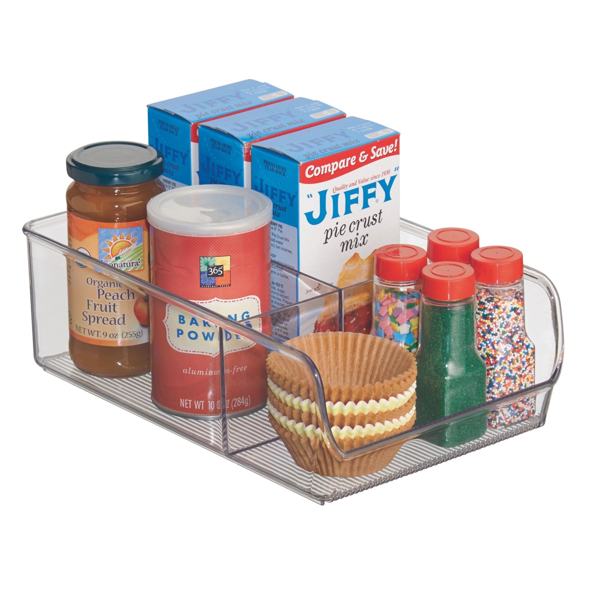 Idesign Linus opbergbak, transparant, met 3 vakken
