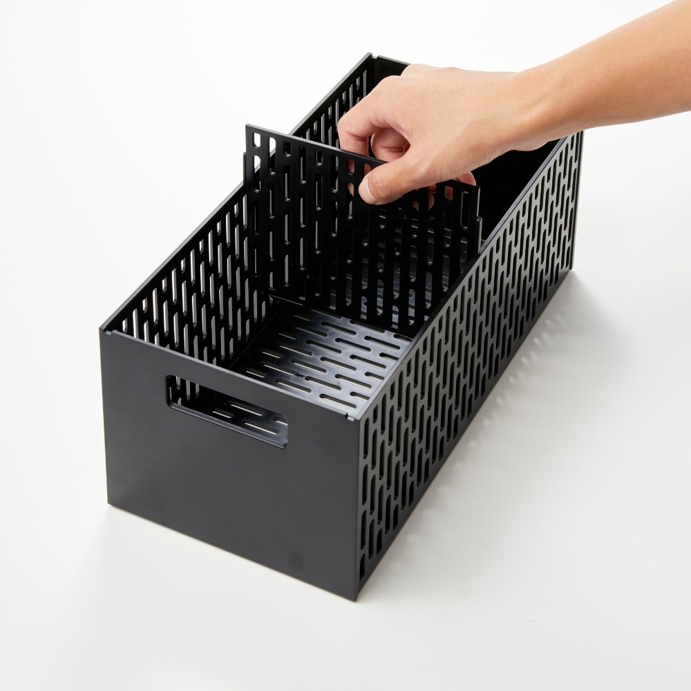 Yamazaki TOWER opbergmand met flexibele vakken - Zwart - BINS AND BOXES